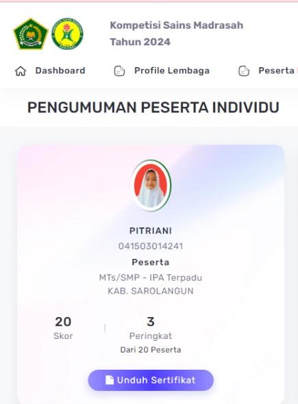SISWI MTS N 5 SAROLANGUN MERAIH JUARA 3 PADA AJANG KSM TINGKAT KABUPATEN SAROLANGUN SISWI MTS N 5 SAROLANGUN MERAIH JUARA 3 PADA AJANG KSM TINGKAT KABUPATEN SAROLANGUN